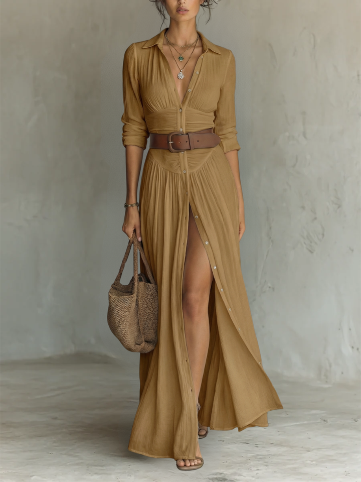 Elysia – Maxi dress with a lapel collar