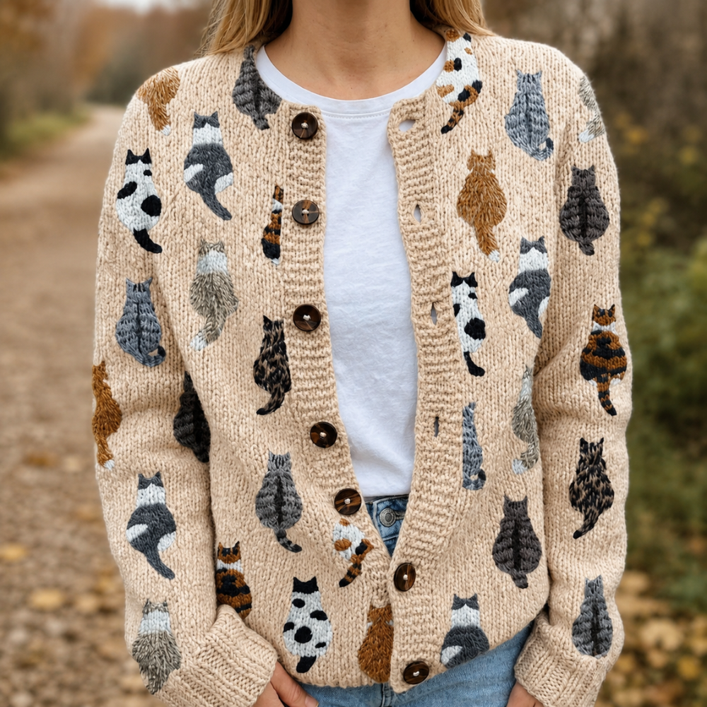 Elsie | The Cat Print Cardigan
