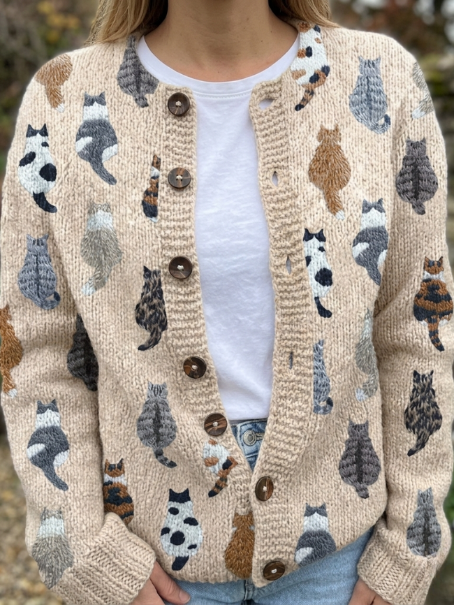 Elsie | The Cat Print Cardigan