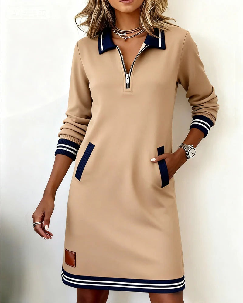 Calyra | Chic Long-Sleeve Cotton Dress