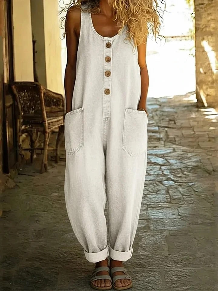 Sienna - Vintage Washed Cotton Denim Overalls