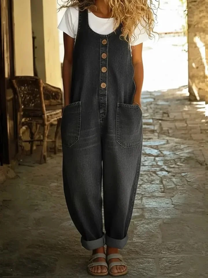 Sienna - Vintage Washed Cotton Denim Overalls