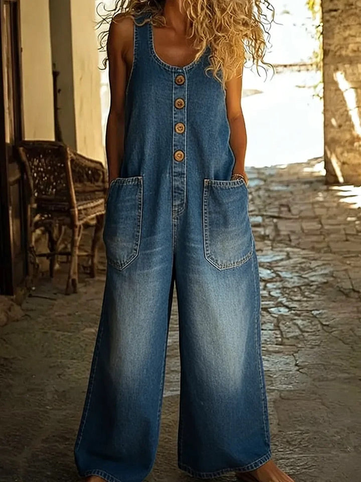 Sienna - Vintage Washed Cotton Denim Overalls